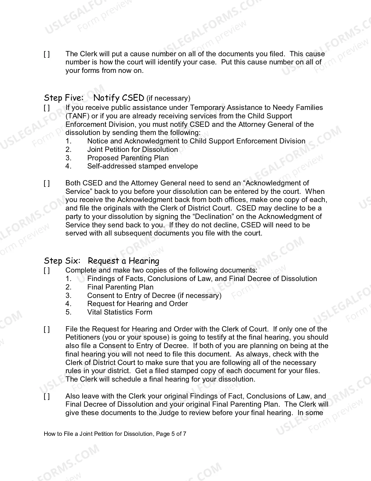 Preview Instructions for Petition for Divorce with Children