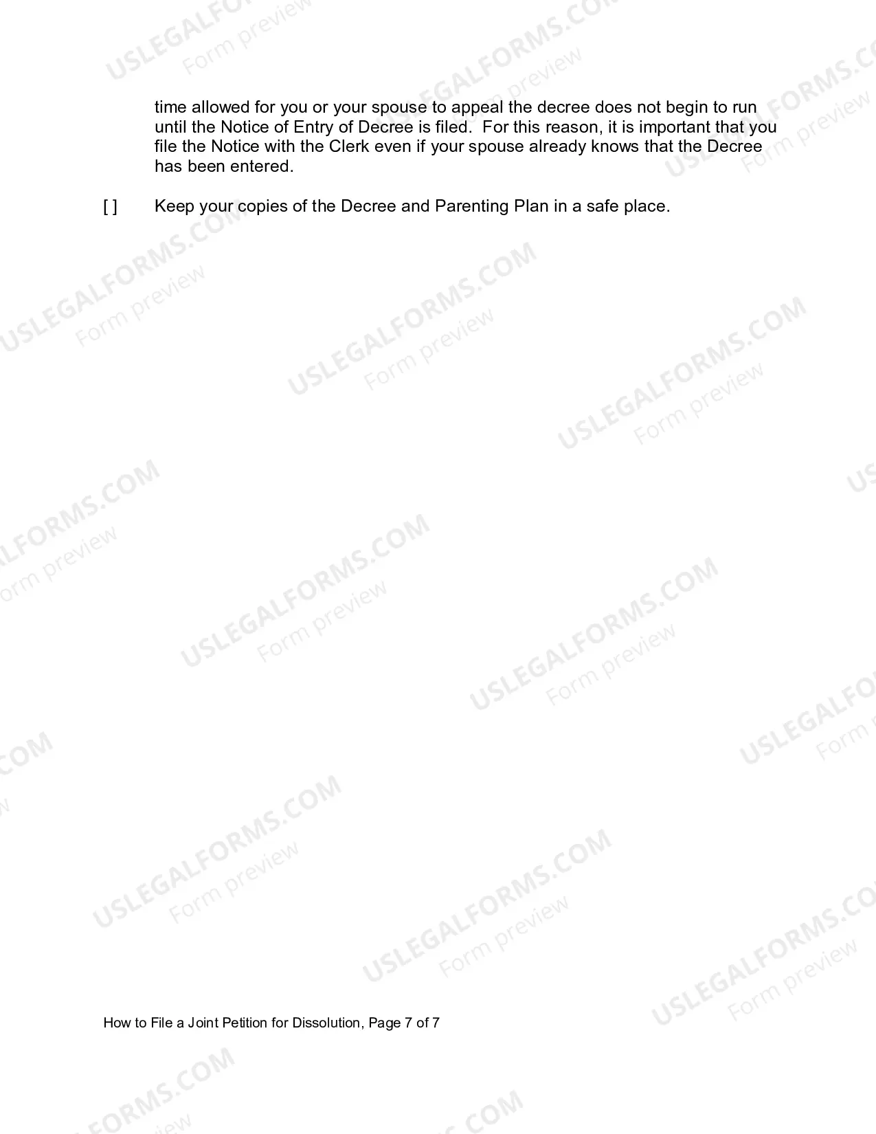 Preview Instructions for Petition for Divorce with Children