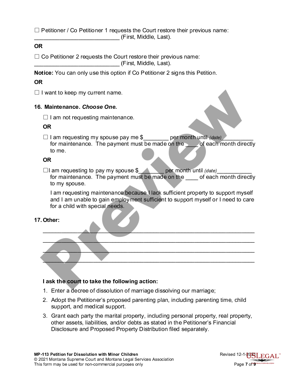 page 6 Petition for Dissolution with Minor Children preview