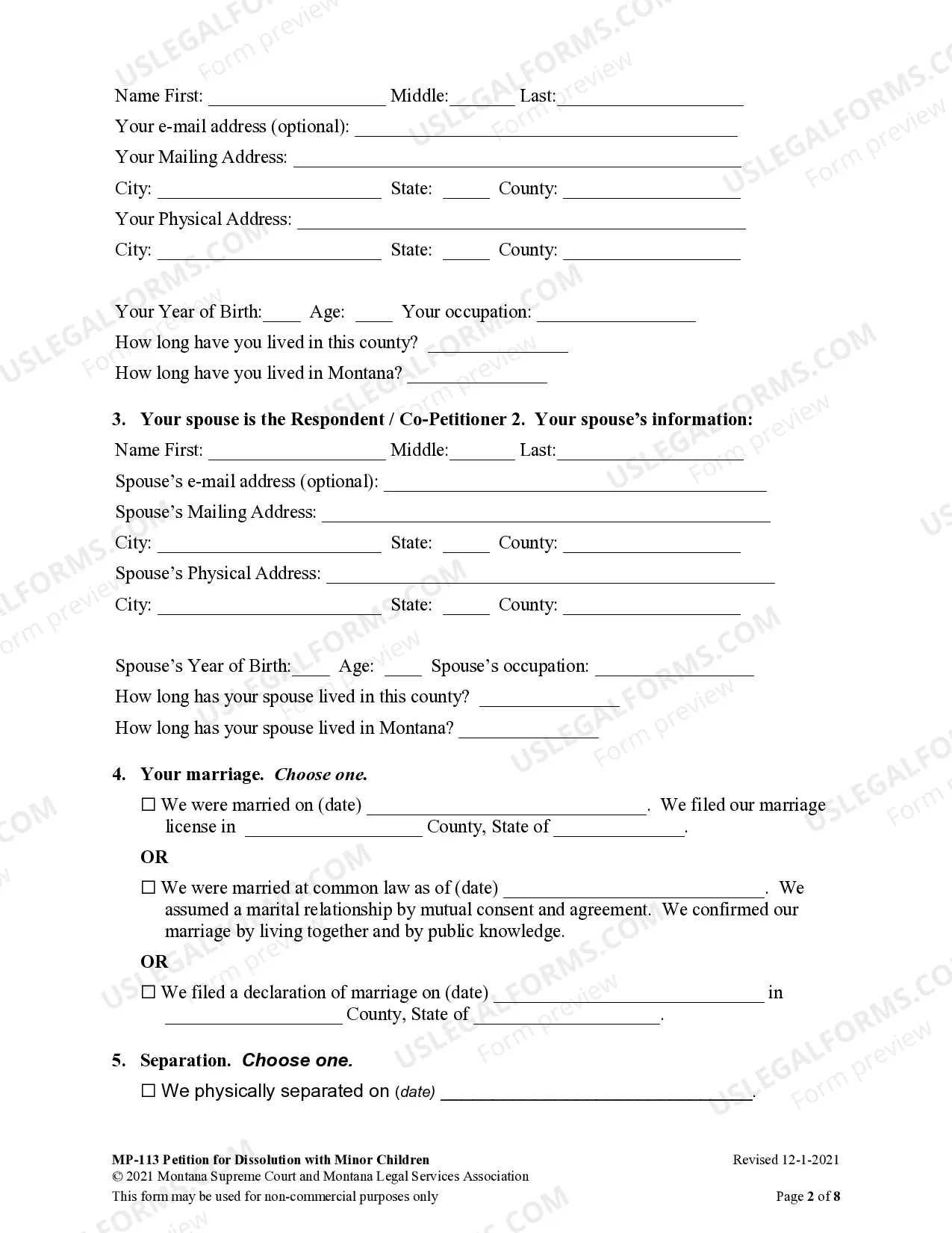 Preview Petition for Dissolution