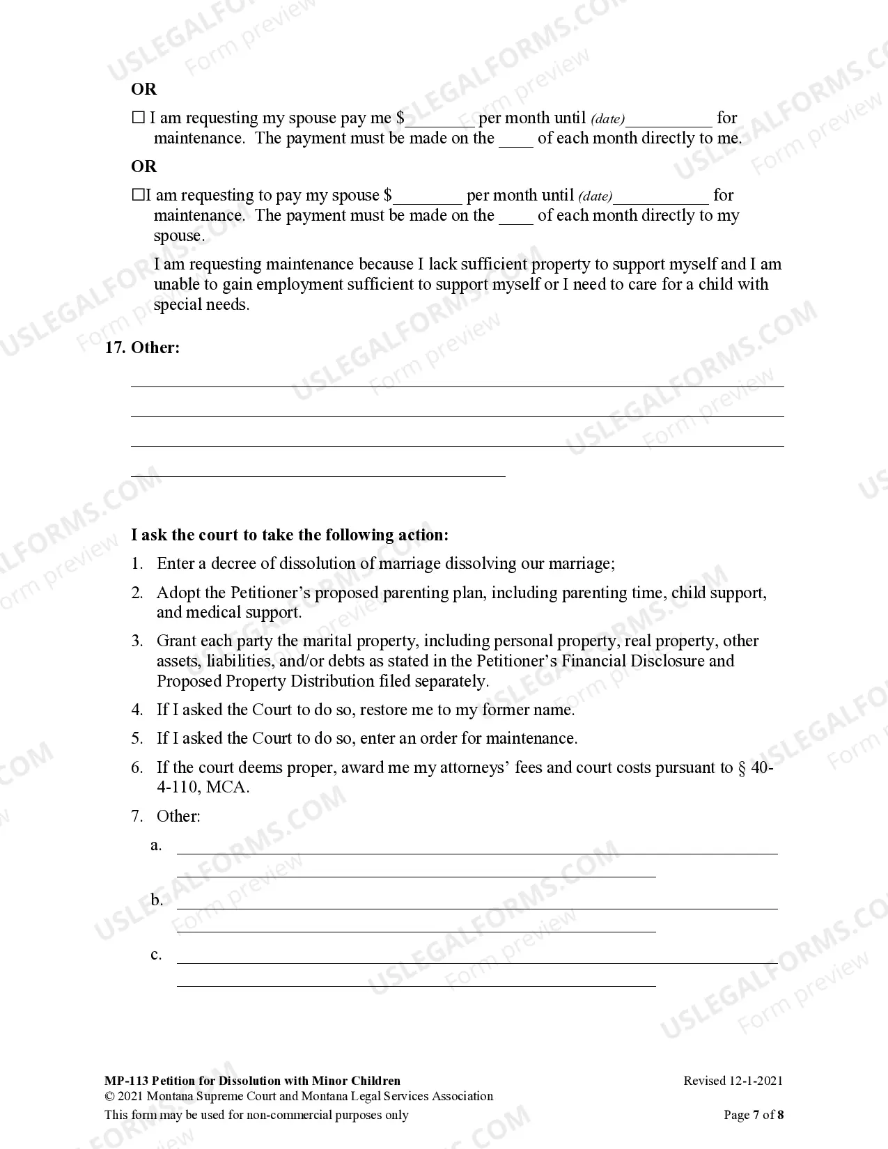 Preview Petition for Dissolution