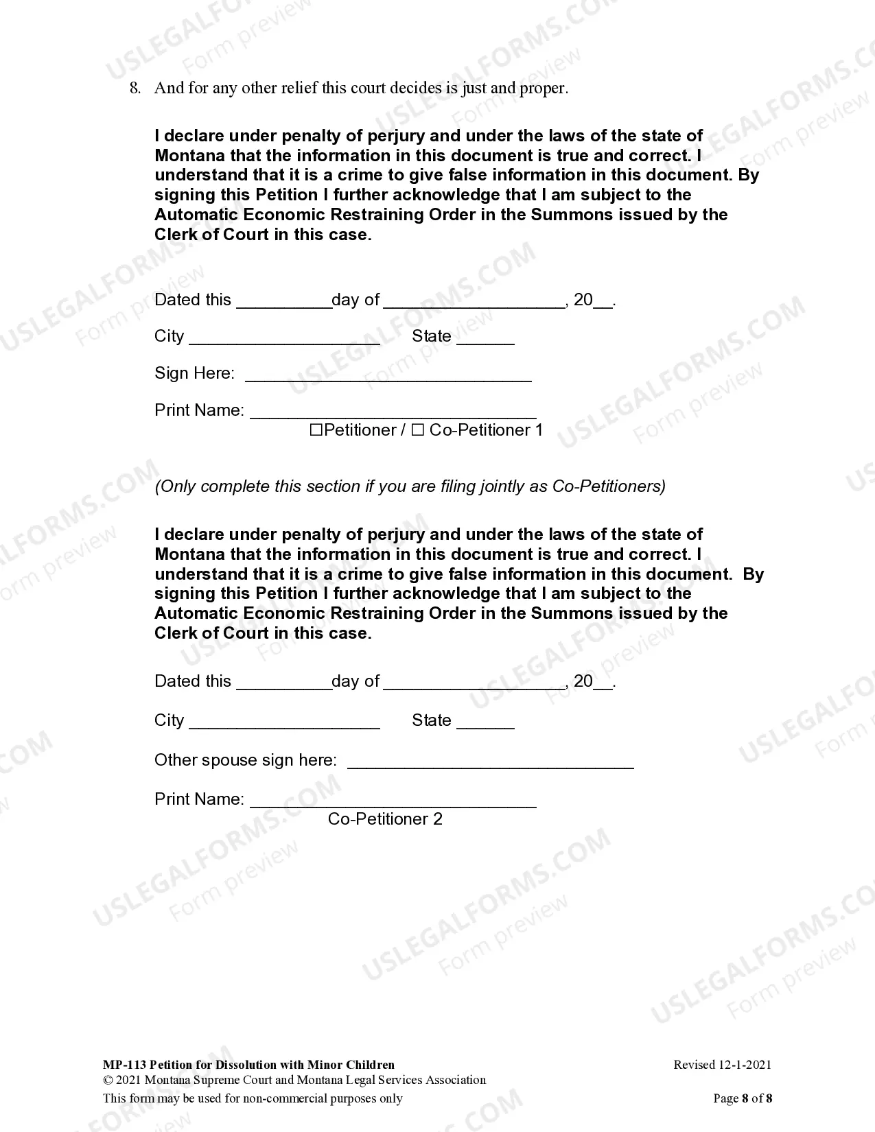 Preview Petition for Dissolution