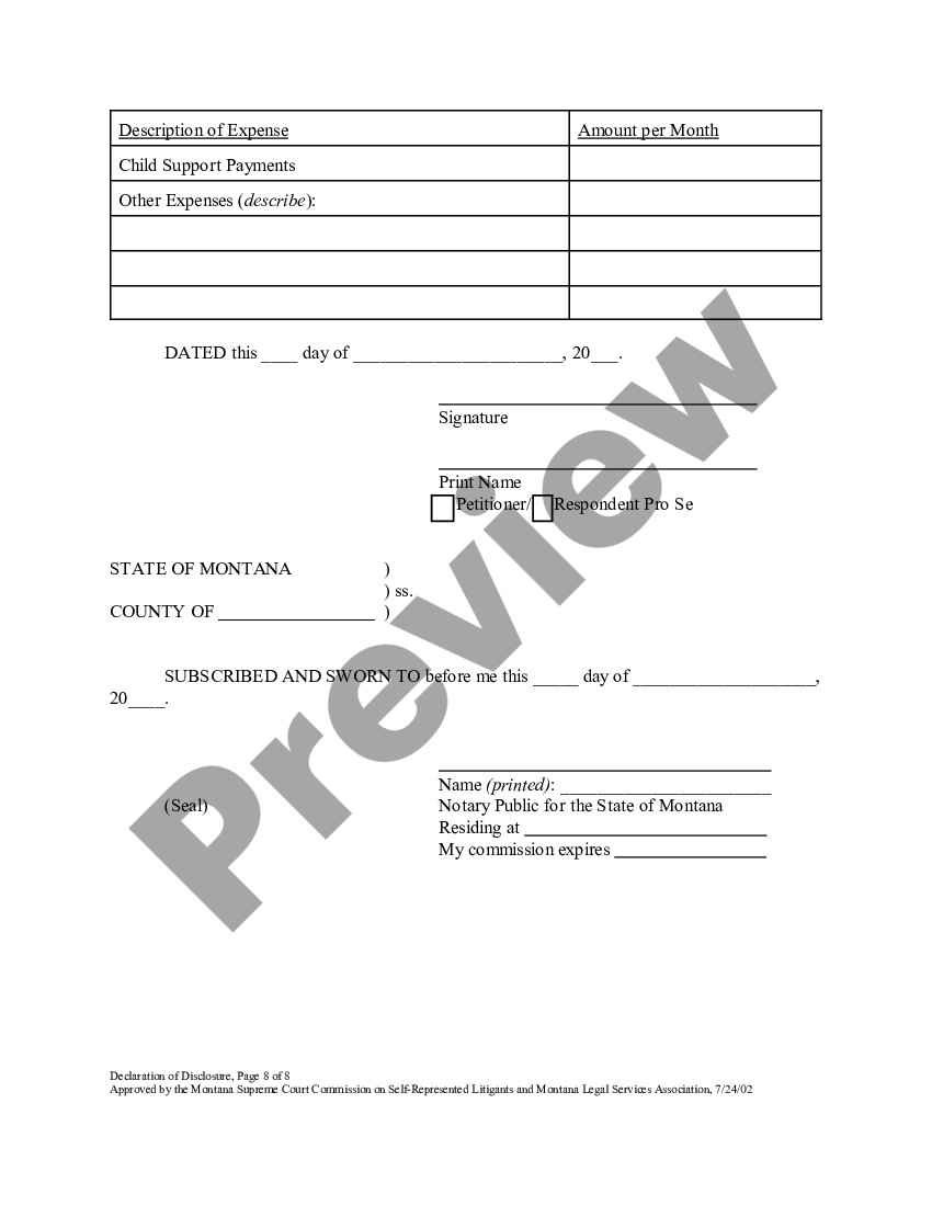 Divorce Declaration Of Disclosure Form | US Legal Forms