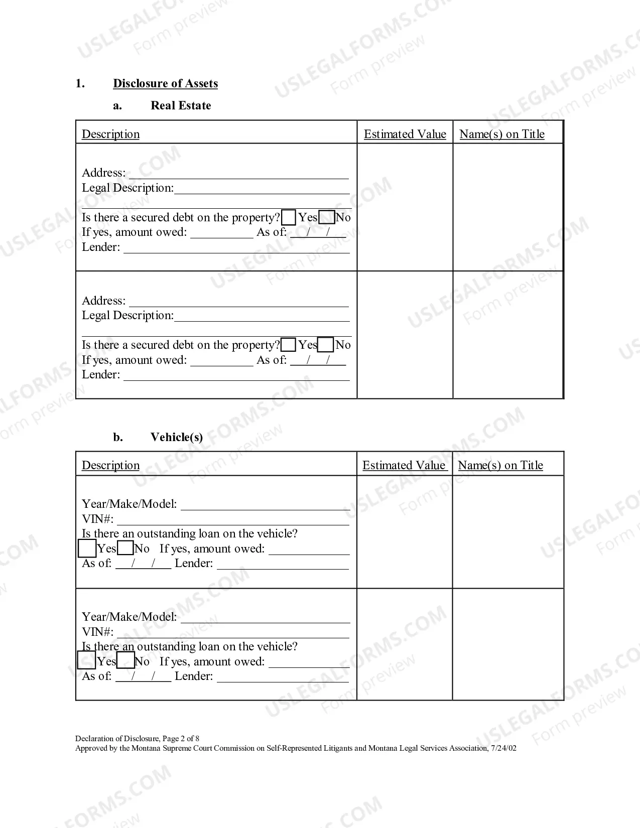 Preview Petitioner's Preliminary Declaration of Disclosure of Assets, Debts, Income and Expenses