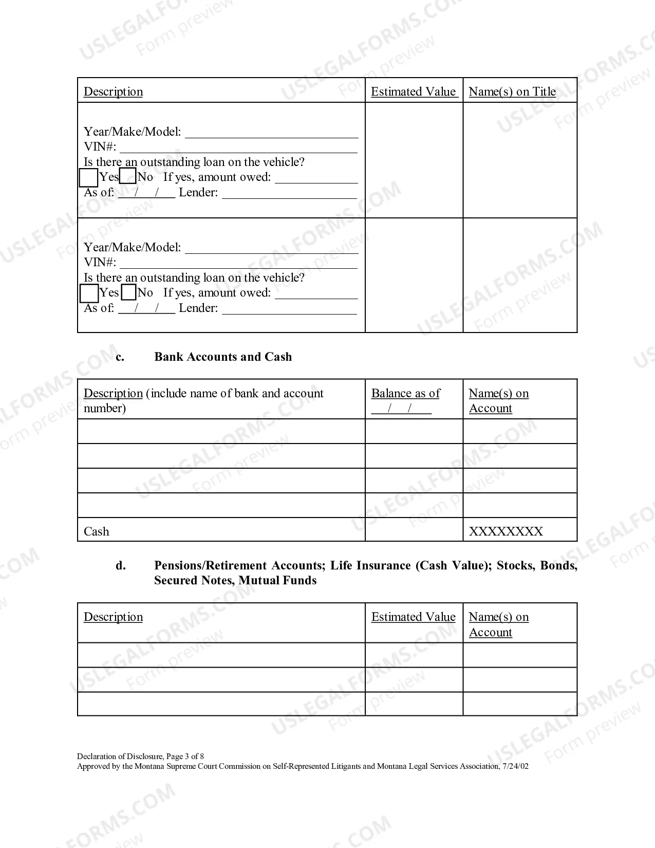 Preview Petitioner's Preliminary Declaration of Disclosure of Assets, Debts, Income and Expenses