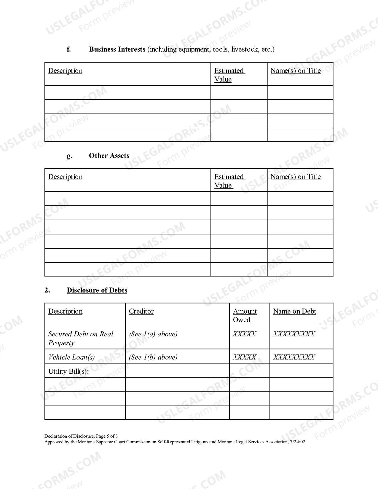 Preview Petitioner's Preliminary Declaration of Disclosure of Assets, Debts, Income and Expenses