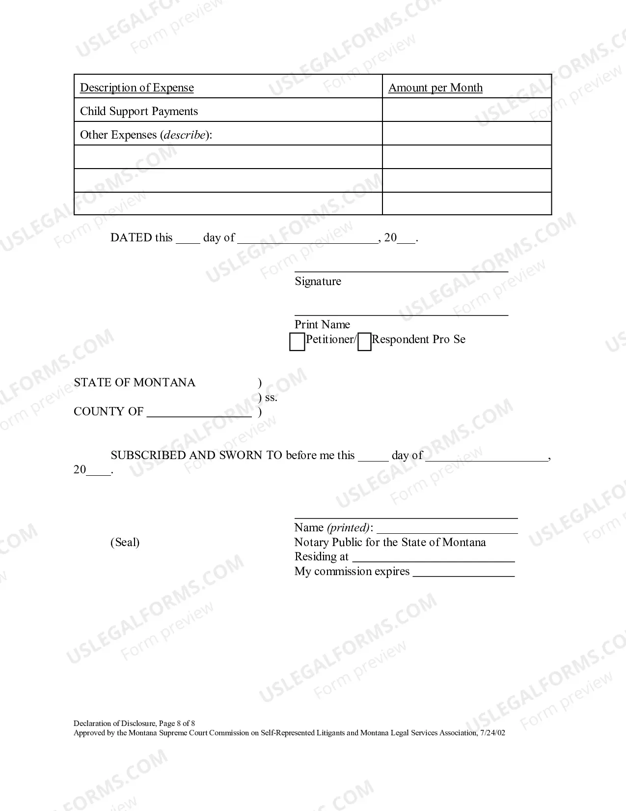 Preview Petitioner's Preliminary Declaration of Disclosure of Assets, Debts, Income and Expenses