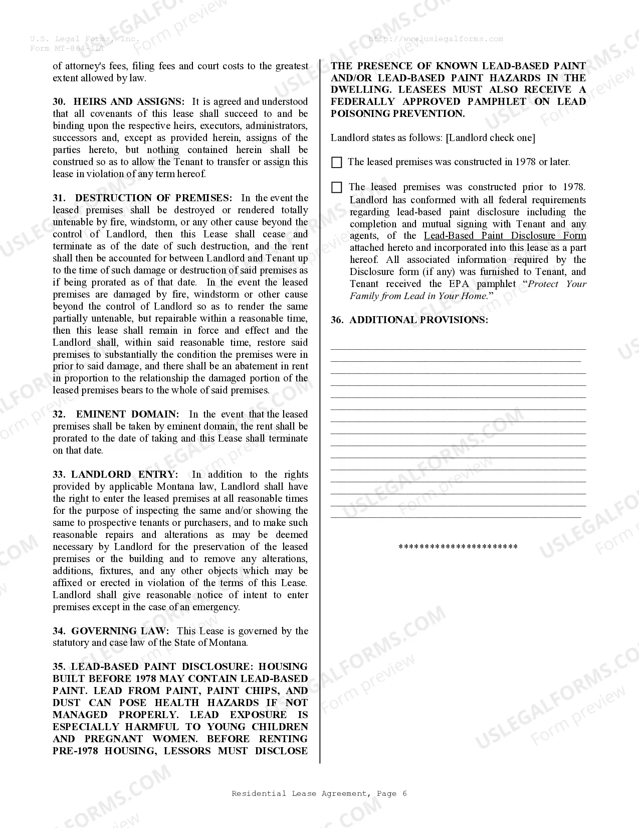 Preview Residential Lease or Rental Agreement for Month to Month