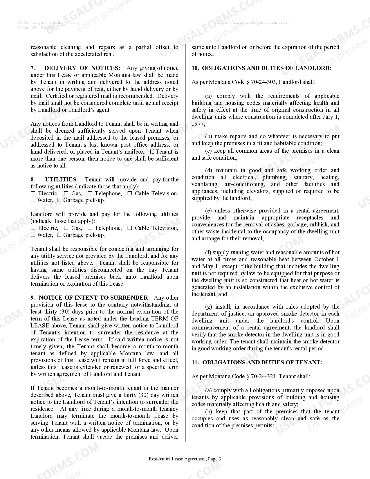 Preview Residential Rental Lease Agreement