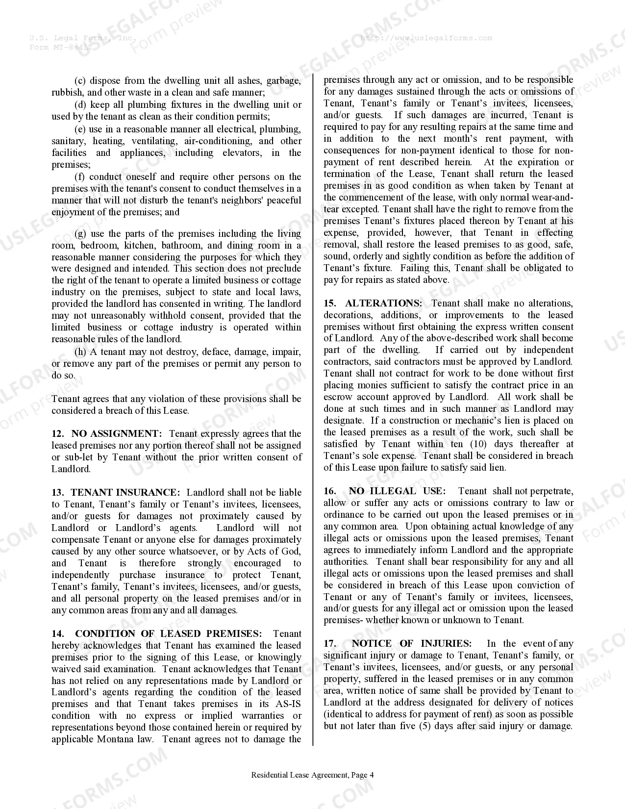 Preview Residential Rental Lease Agreement