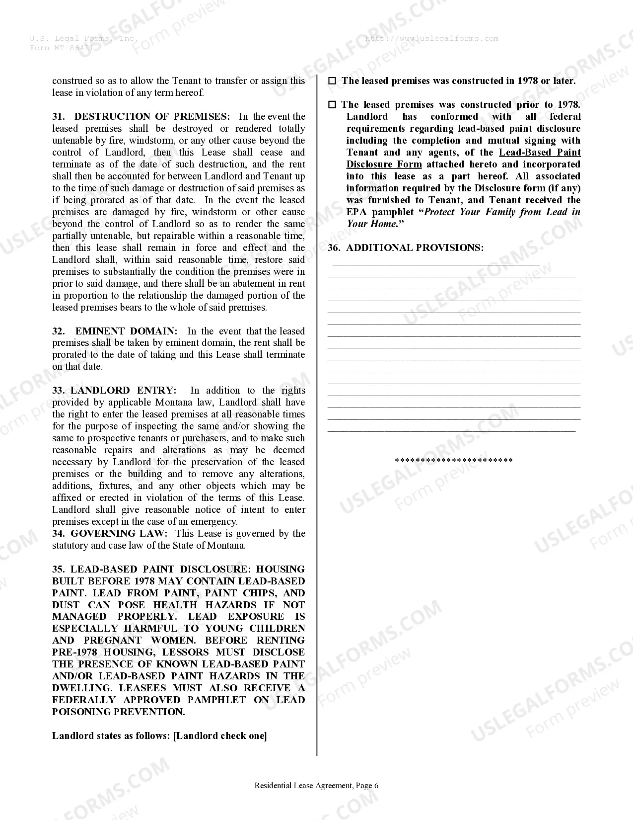 Preview Residential Rental Lease Agreement