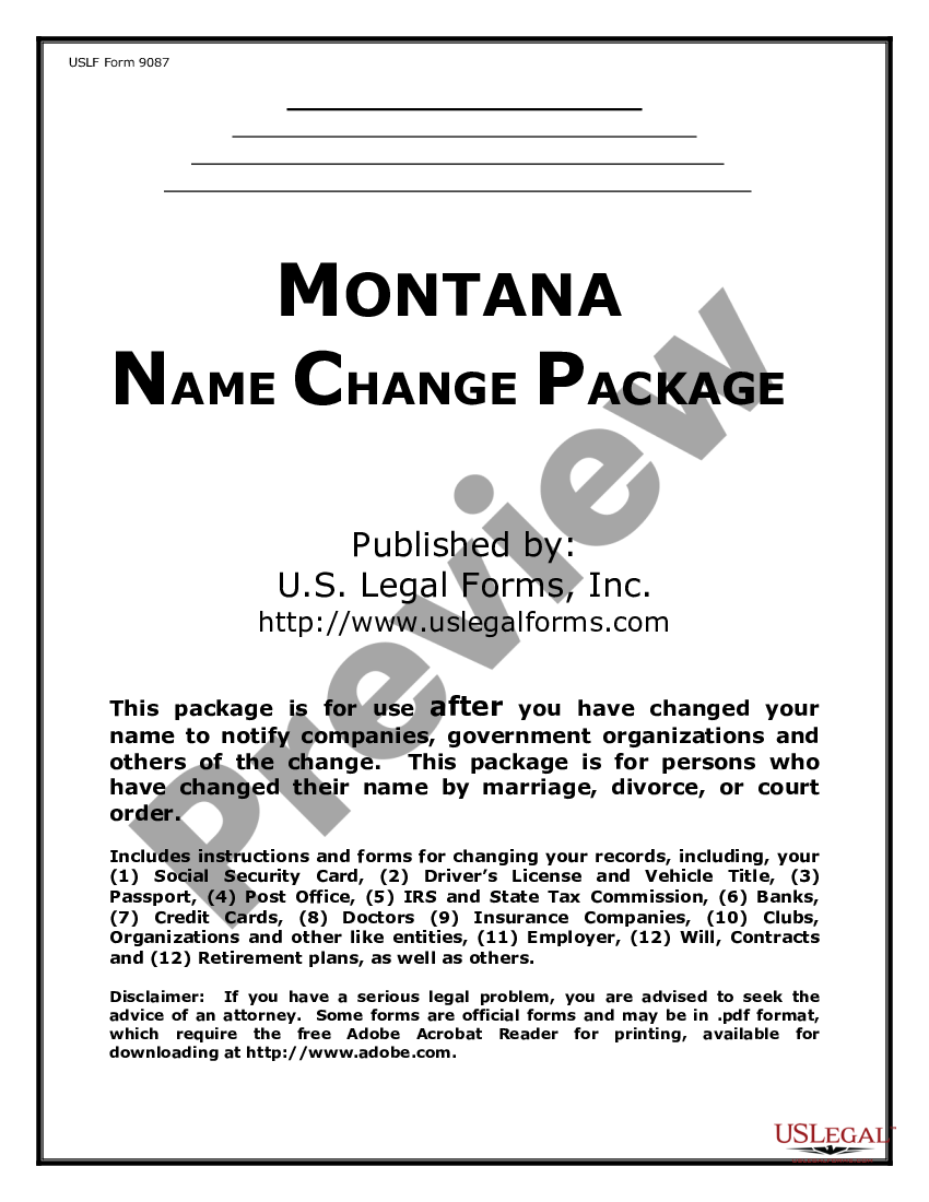 Montana Name Change Form US Legal Forms