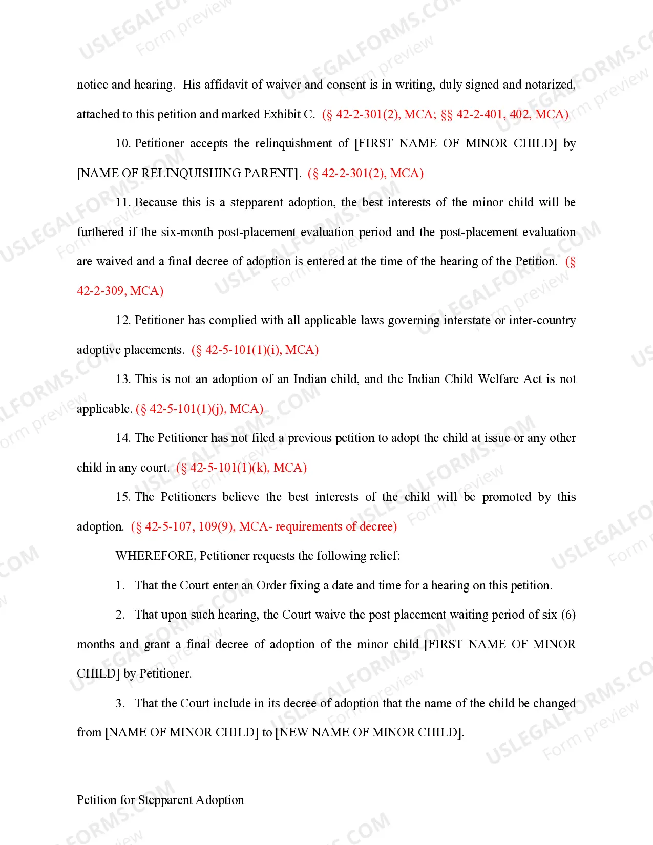 Preview Petition for Stepparent Adoption