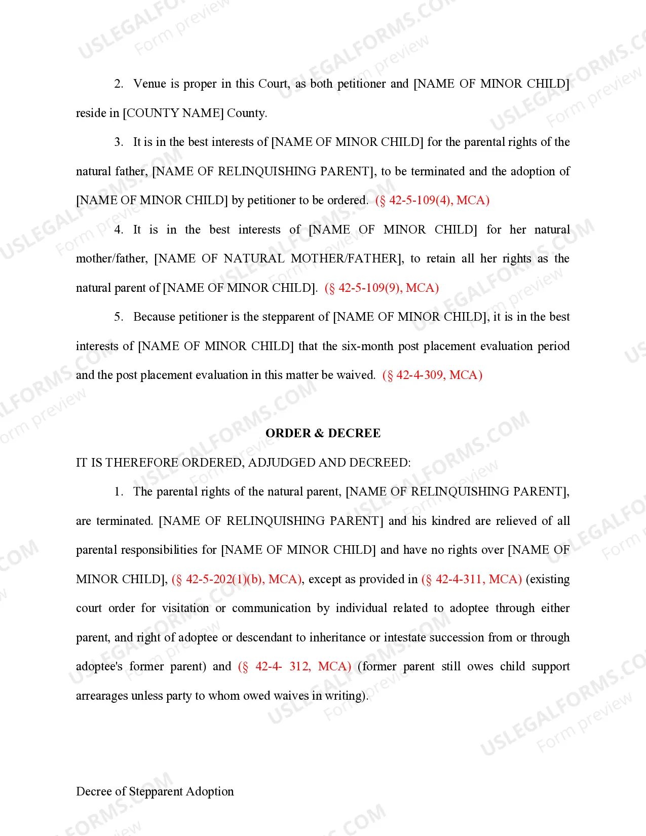 Preview Decree of Stepparent Adoption