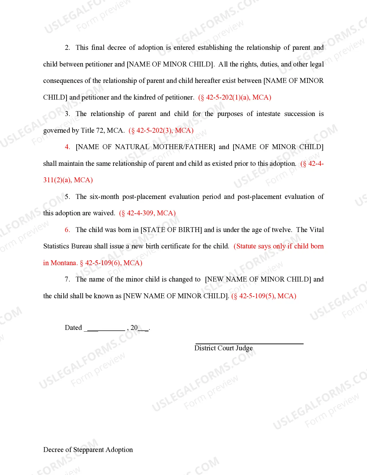 Preview Decree of Stepparent Adoption