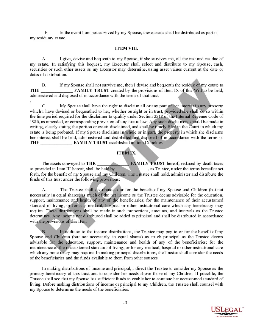 Preview Complex Will with Credit Shelter Marital Trust for Large Estates