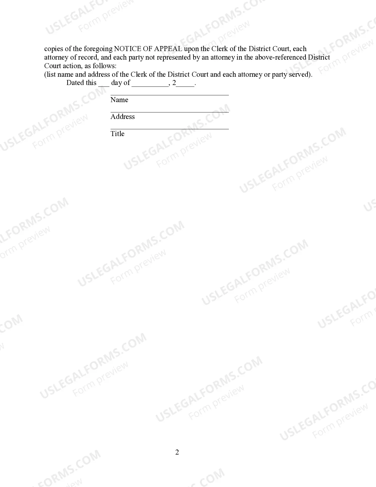 Preview Notice of Appeal