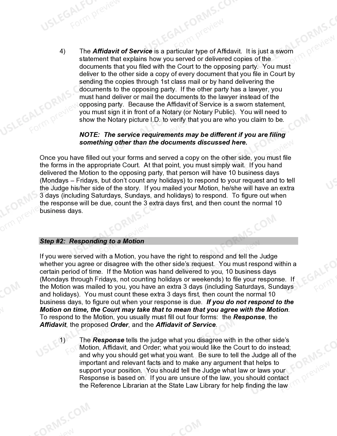 Preview Information about Motions