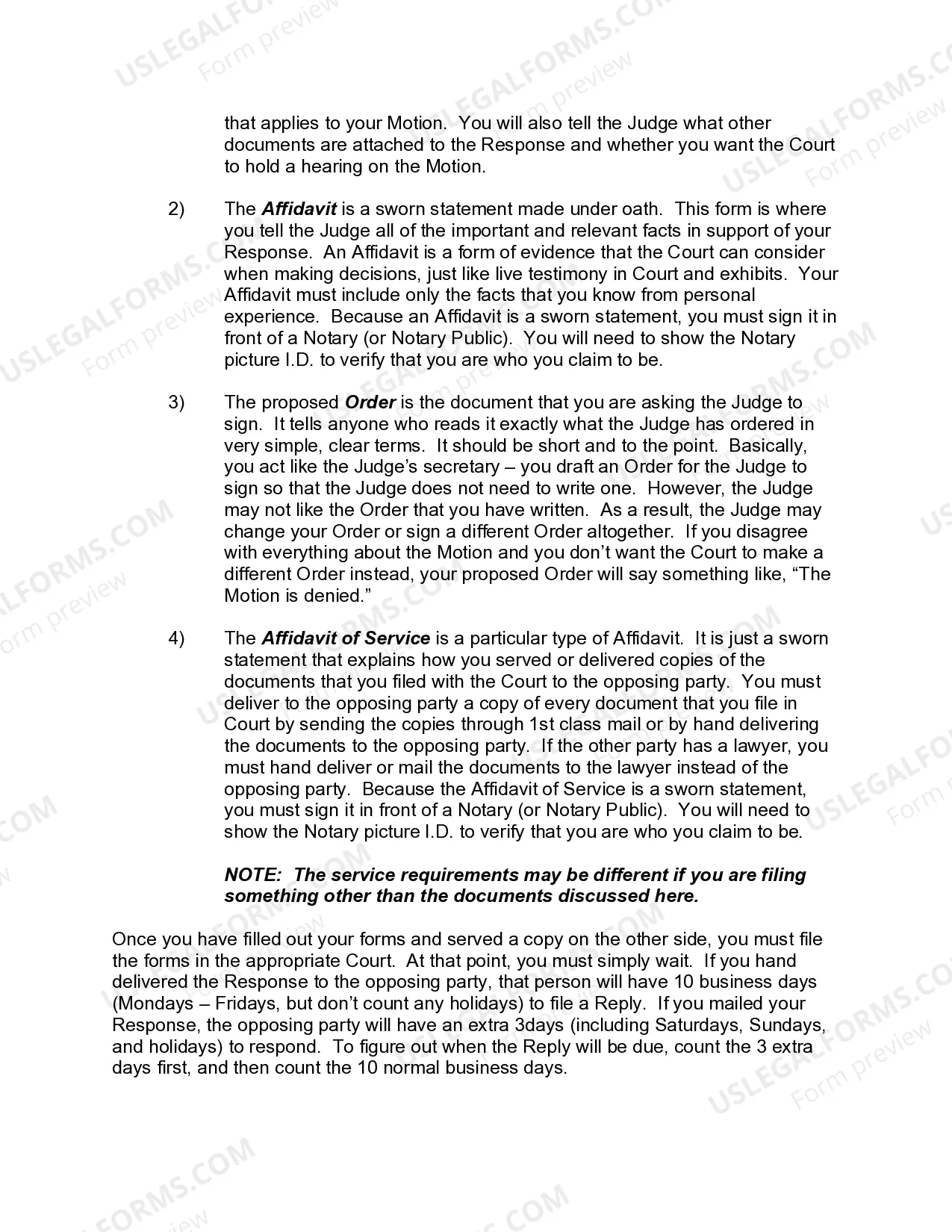 Preview Information about Motions