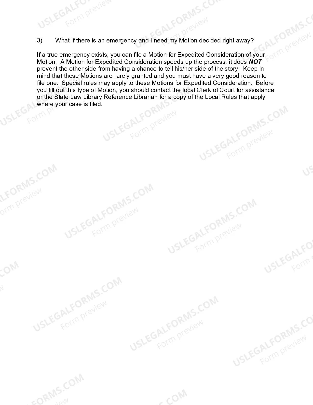 Preview Information about Motions