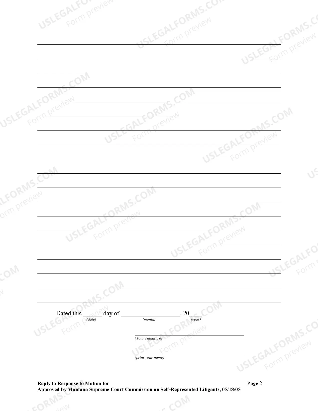 Preview Reply to Response to Motion