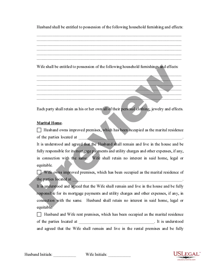 Preview Marital Domestic Separation and Property Settlement Agreement Minor Children no Joint Property or Debts effective Immediately
