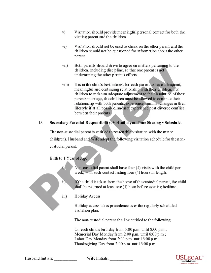 Preview Marital Domestic Separation and Property Settlement Agreement Minor Children no Joint Property or Debts effective Immediately