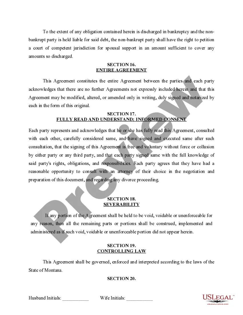 Preview Marital Domestic Separation and Property Settlement Agreement for persons with no Children, no Joint Property, or Debts Effective Immediately
