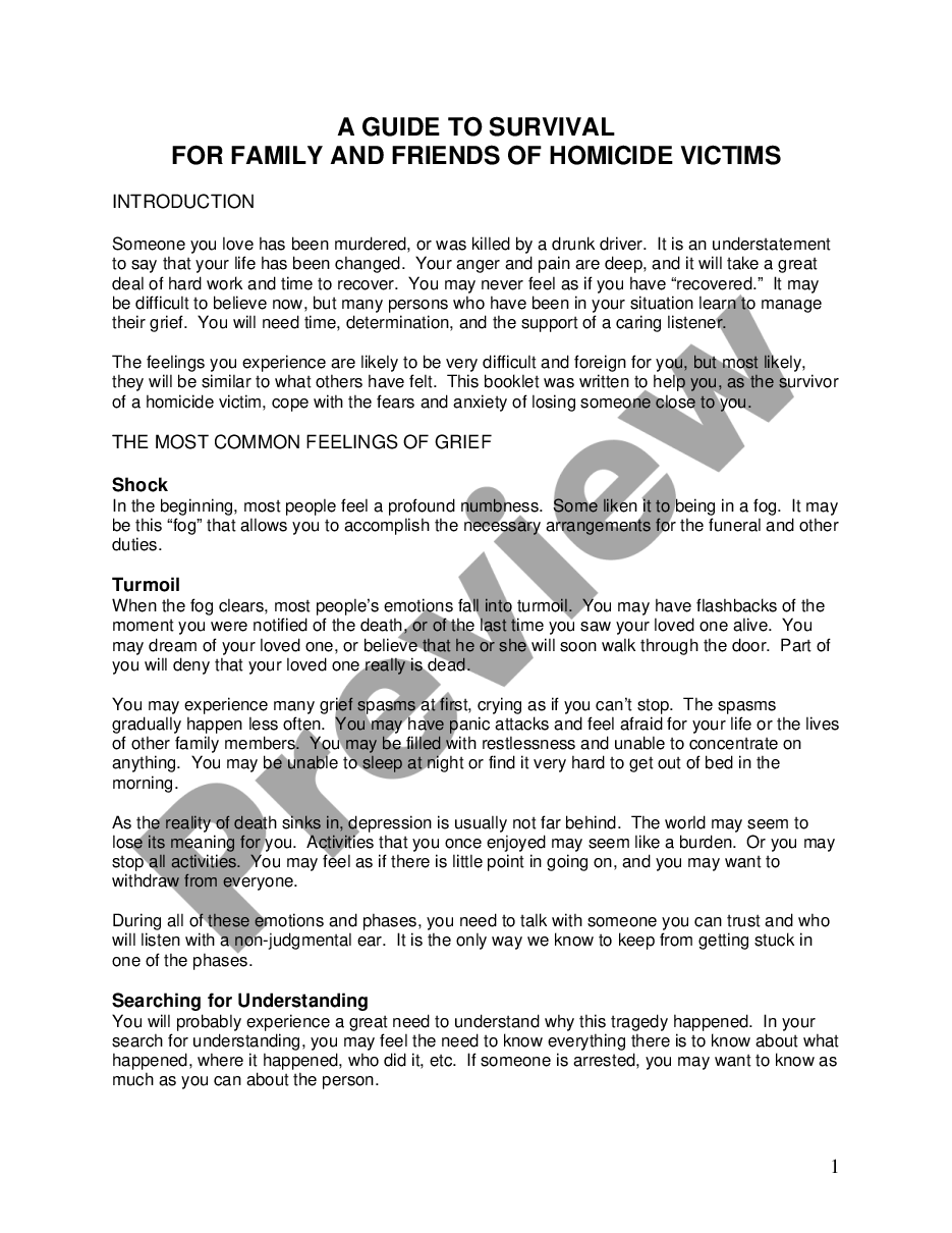 form A Guide to Survival for Family and Friends of Homicide Victims preview