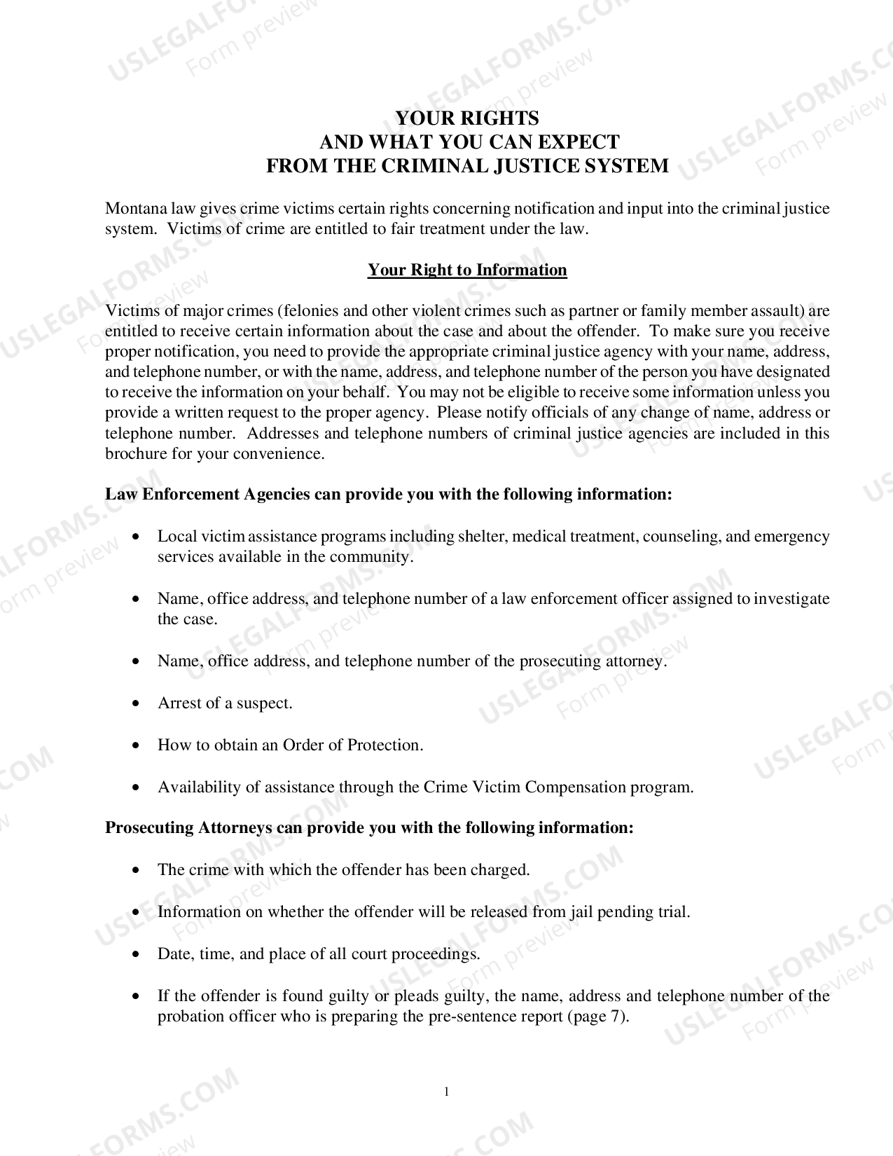 Montana The Criminal Justice System and You An Informational Guide