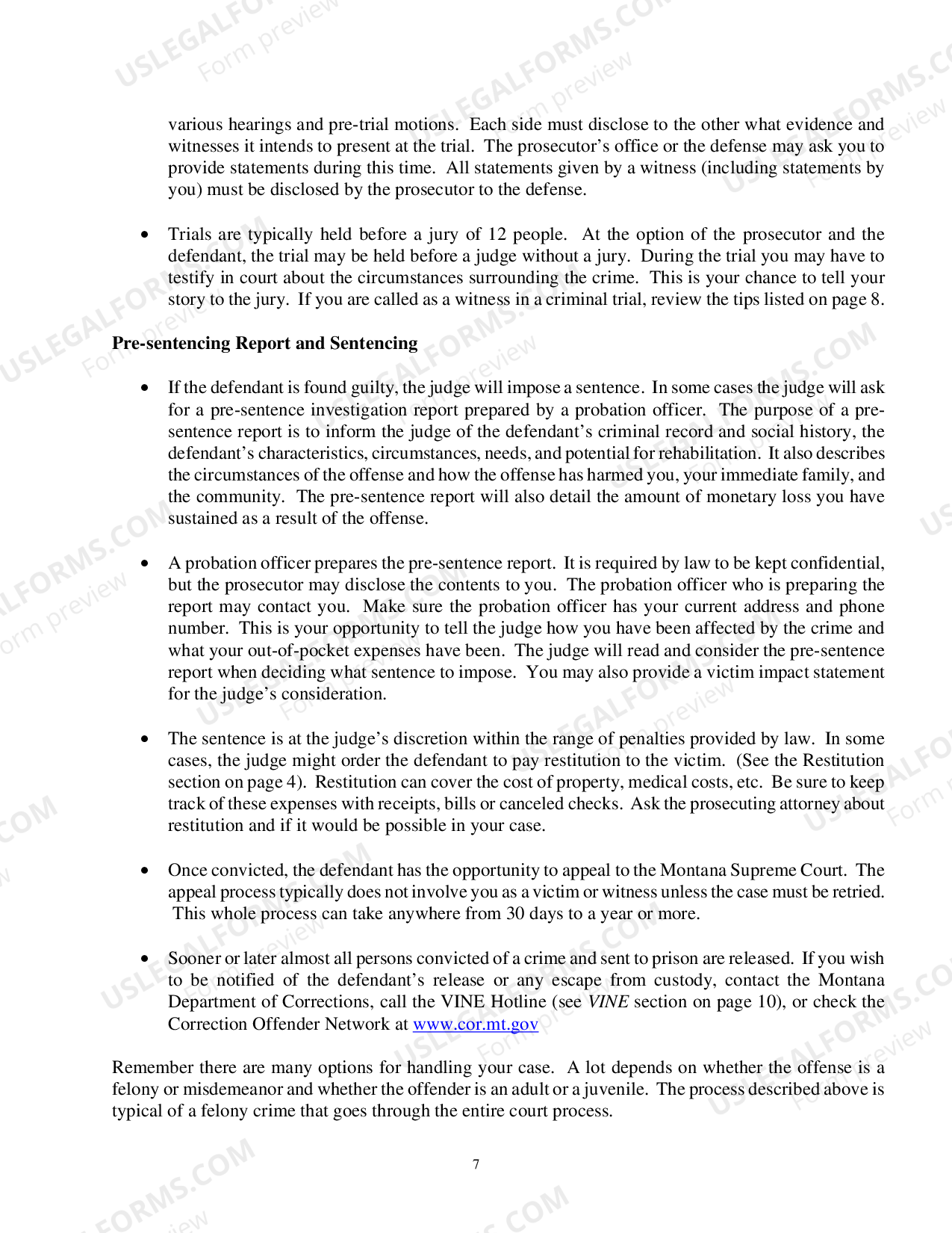 Montana The Criminal Justice System and You An Informational Guide