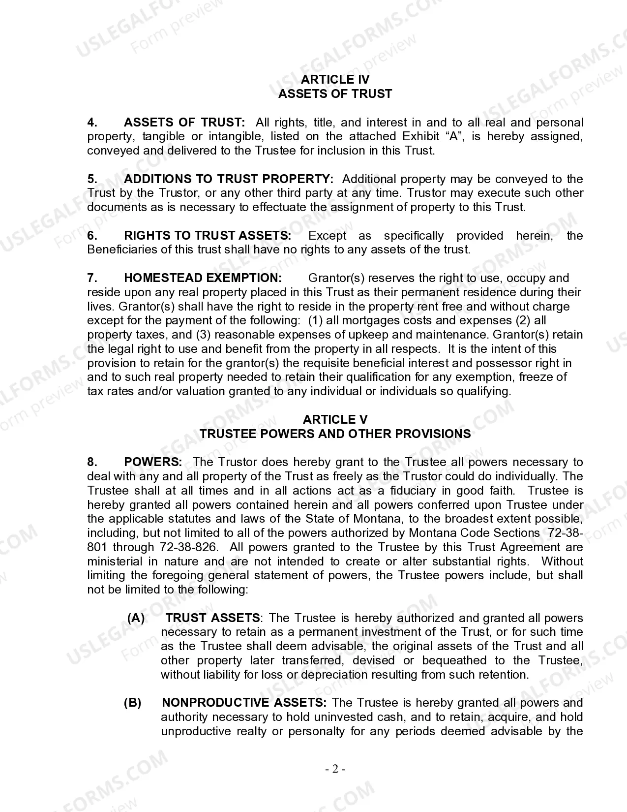 Preview Living Trust for Husband and Wife with No Children