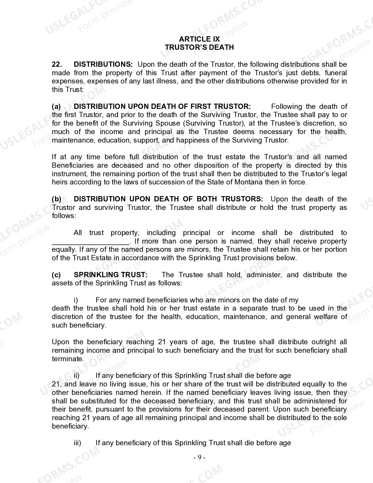 Preview Living Trust for Husband and Wife with No Children