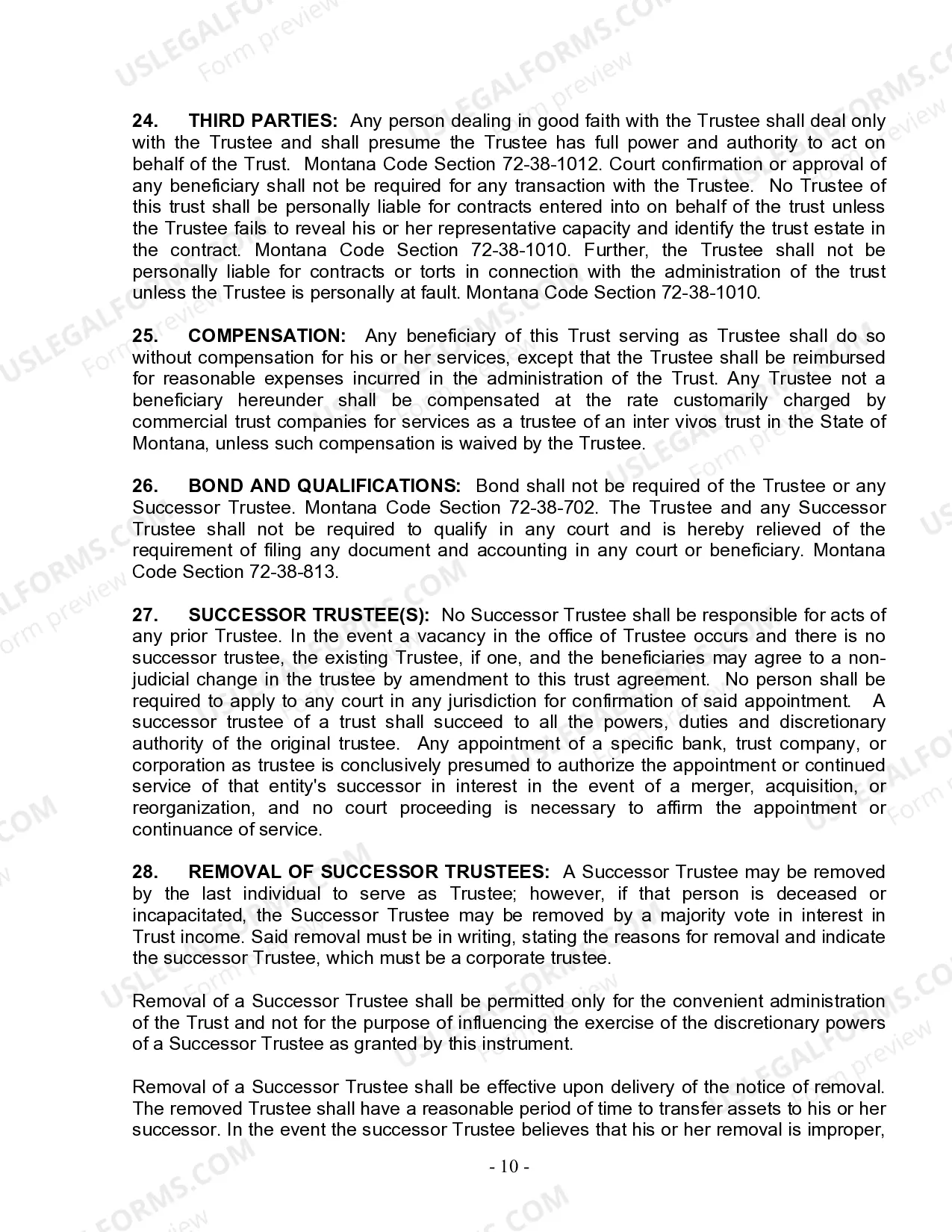 Preview Living Trust for Individual Who is Single, Divorced or Widow (or Widower) with No Children