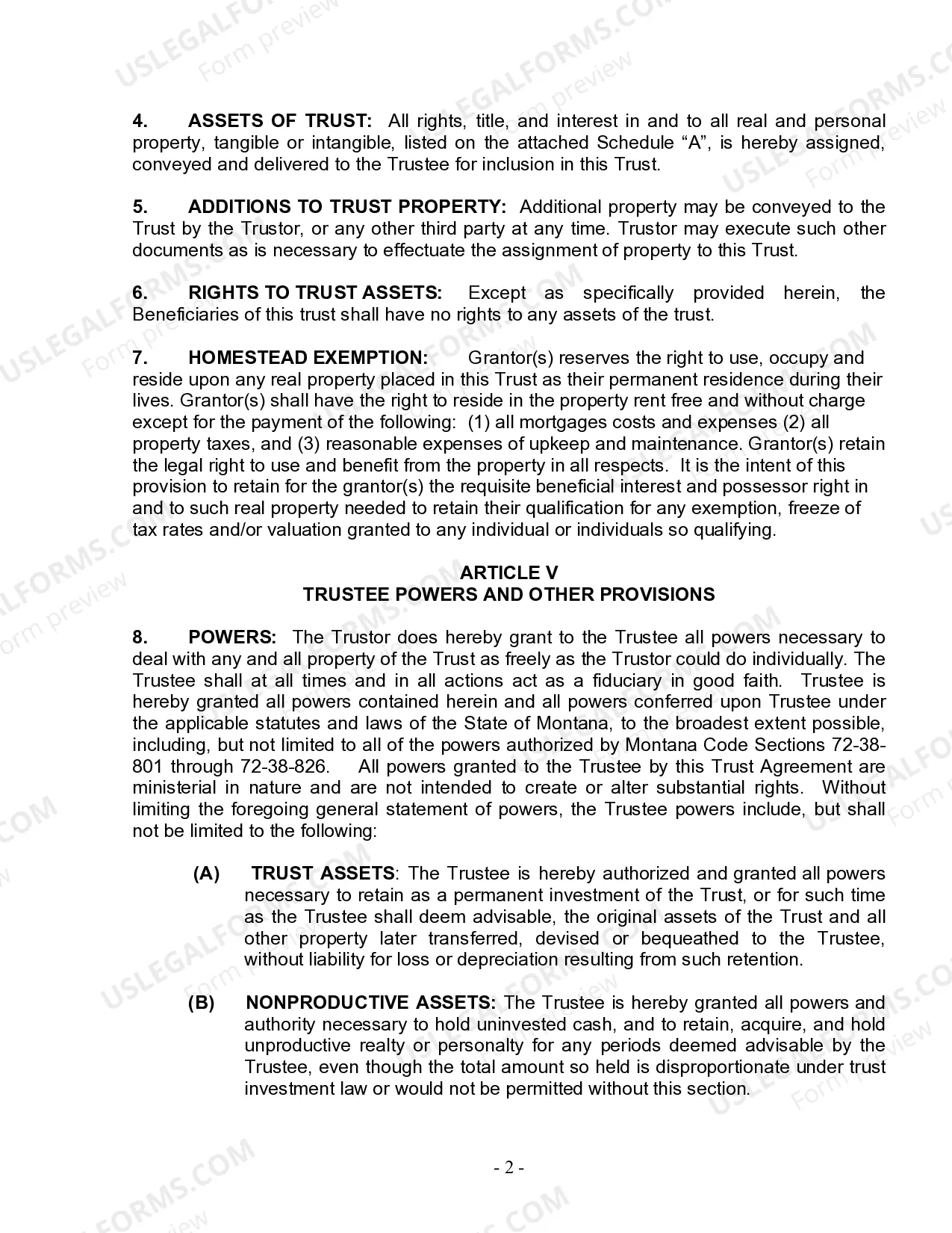 Preview Living Trust for Individual Who is Single, Divorced or Widow (or Widower) with No Children
