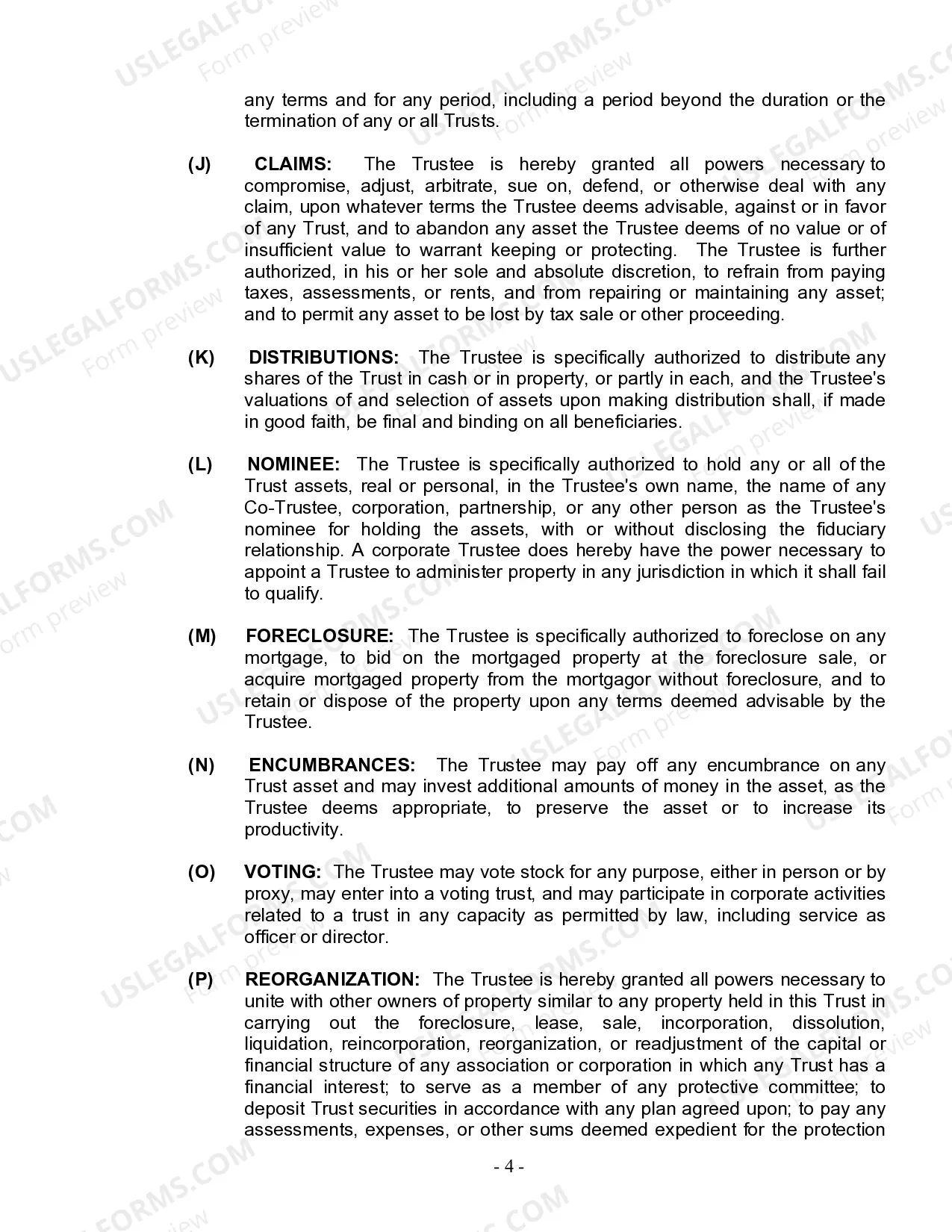Preview Living Trust for Individual Who is Single, Divorced or Widow (or Widower) with No Children