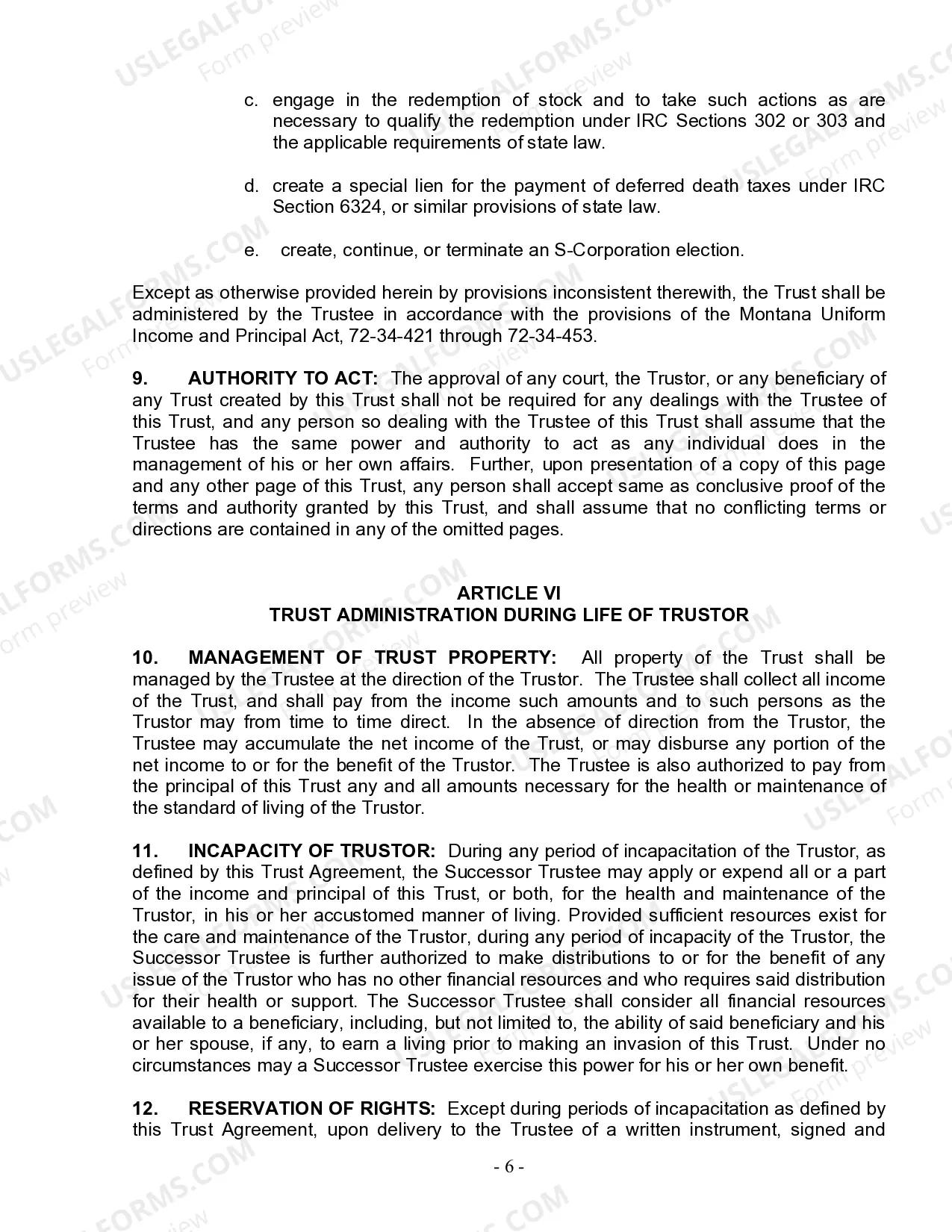 Preview Living Trust for Individual Who is Single, Divorced or Widow (or Widower) with No Children