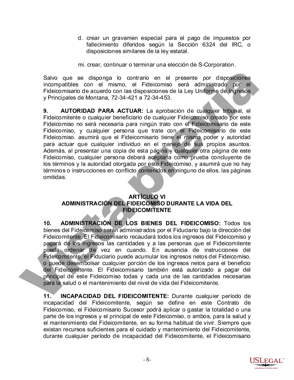 Preview Fideicomiso en Vida para Individuos Solteros, Divorciados o Viudos (o Viudos) con Hijos