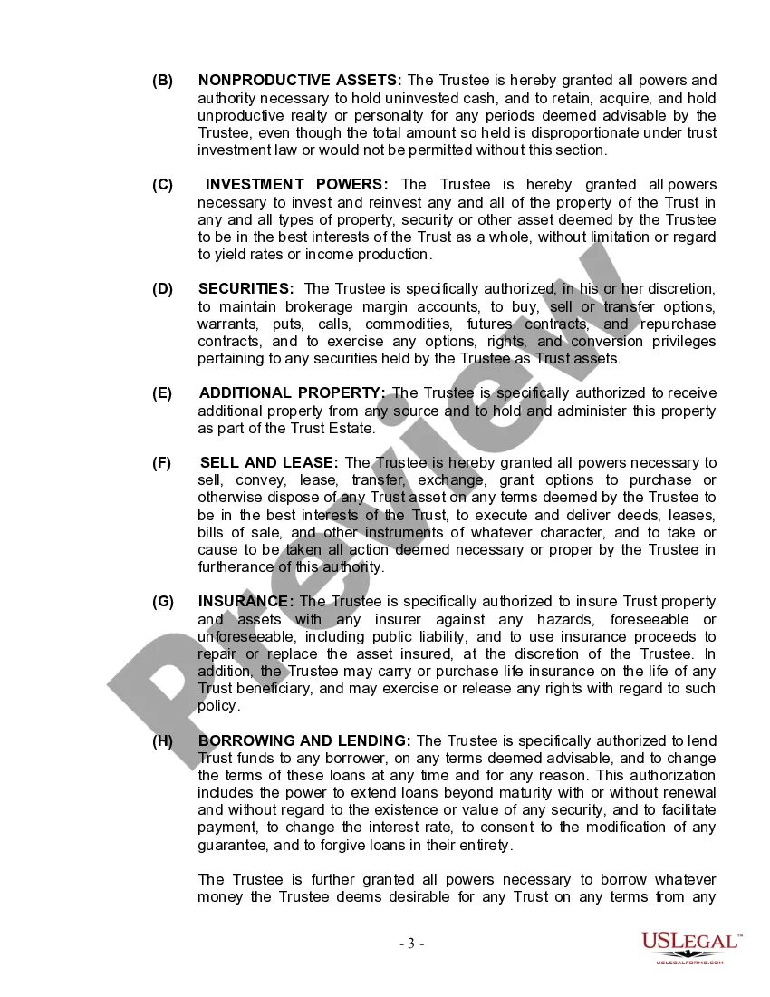 Preview Living Trust for Individual Who is Single, Divorced or Widow (or Widower) with Children