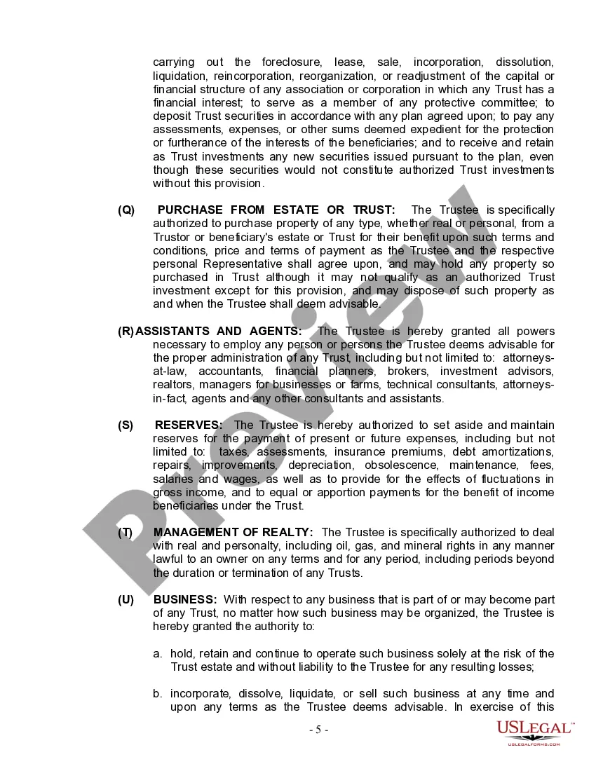 Preview Living Trust for Individual Who is Single, Divorced or Widow (or Widower) with Children