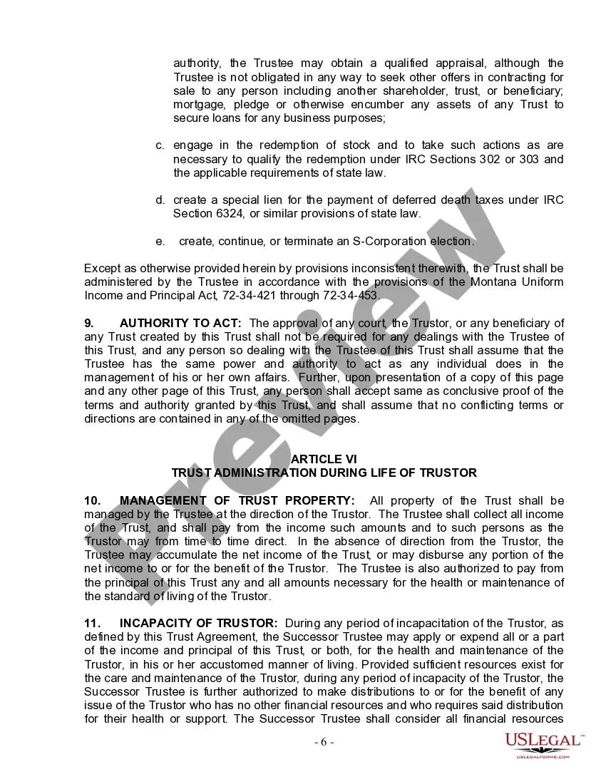 Preview Living Trust for Individual Who is Single, Divorced or Widow (or Widower) with Children