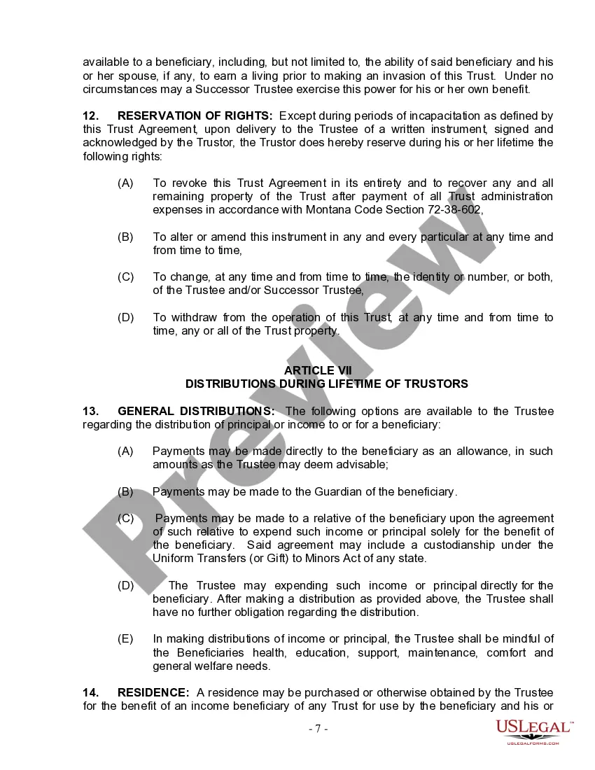 Preview Living Trust for Individual Who is Single, Divorced or Widow (or Widower) with Children