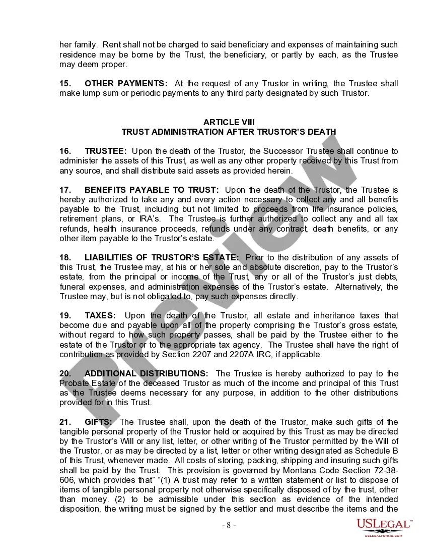 Preview Living Trust for Individual Who is Single, Divorced or Widow (or Widower) with Children