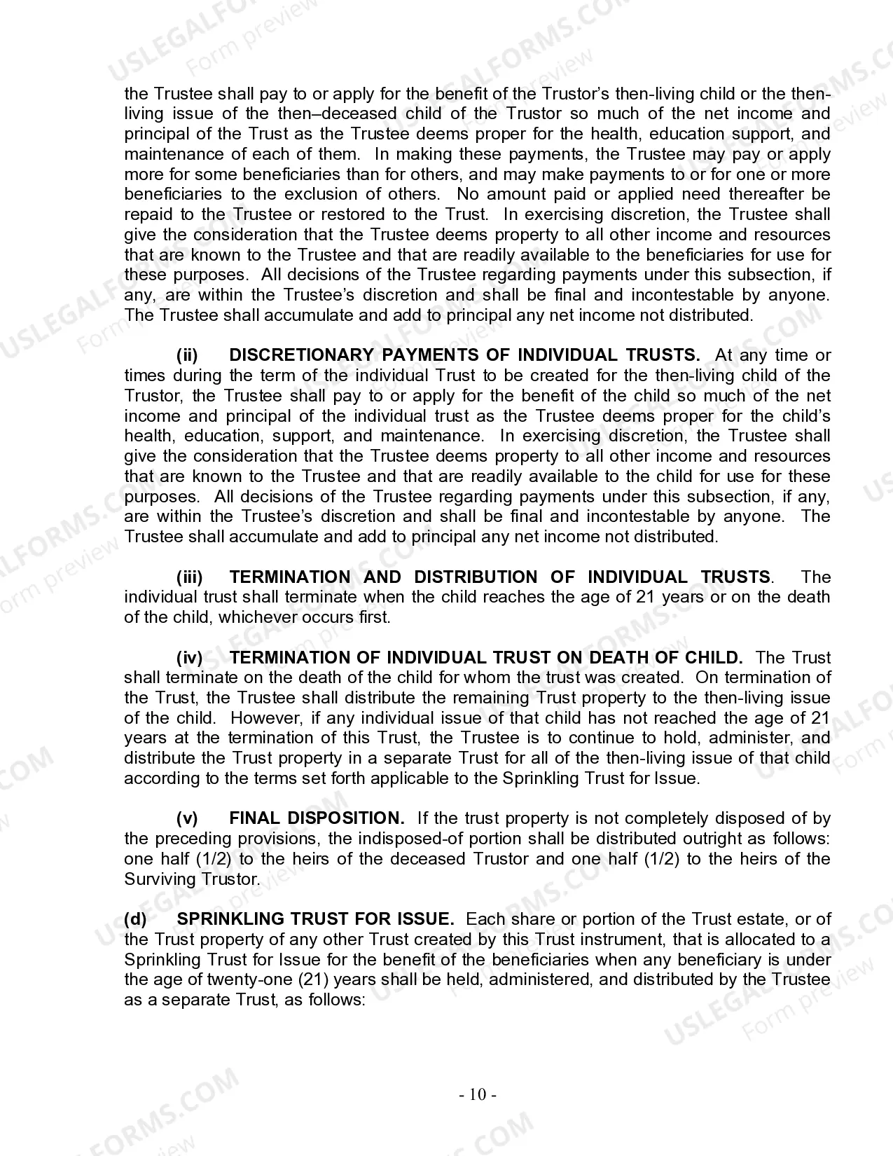 Preview Living Trust for Husband and Wife with One Child