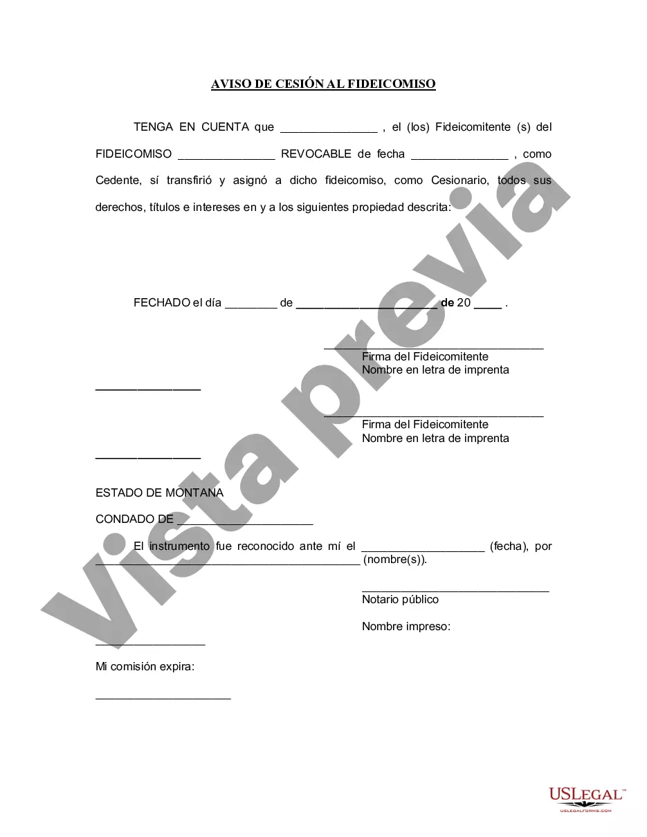 Preview Aviso de cesión a un fideicomiso en vida