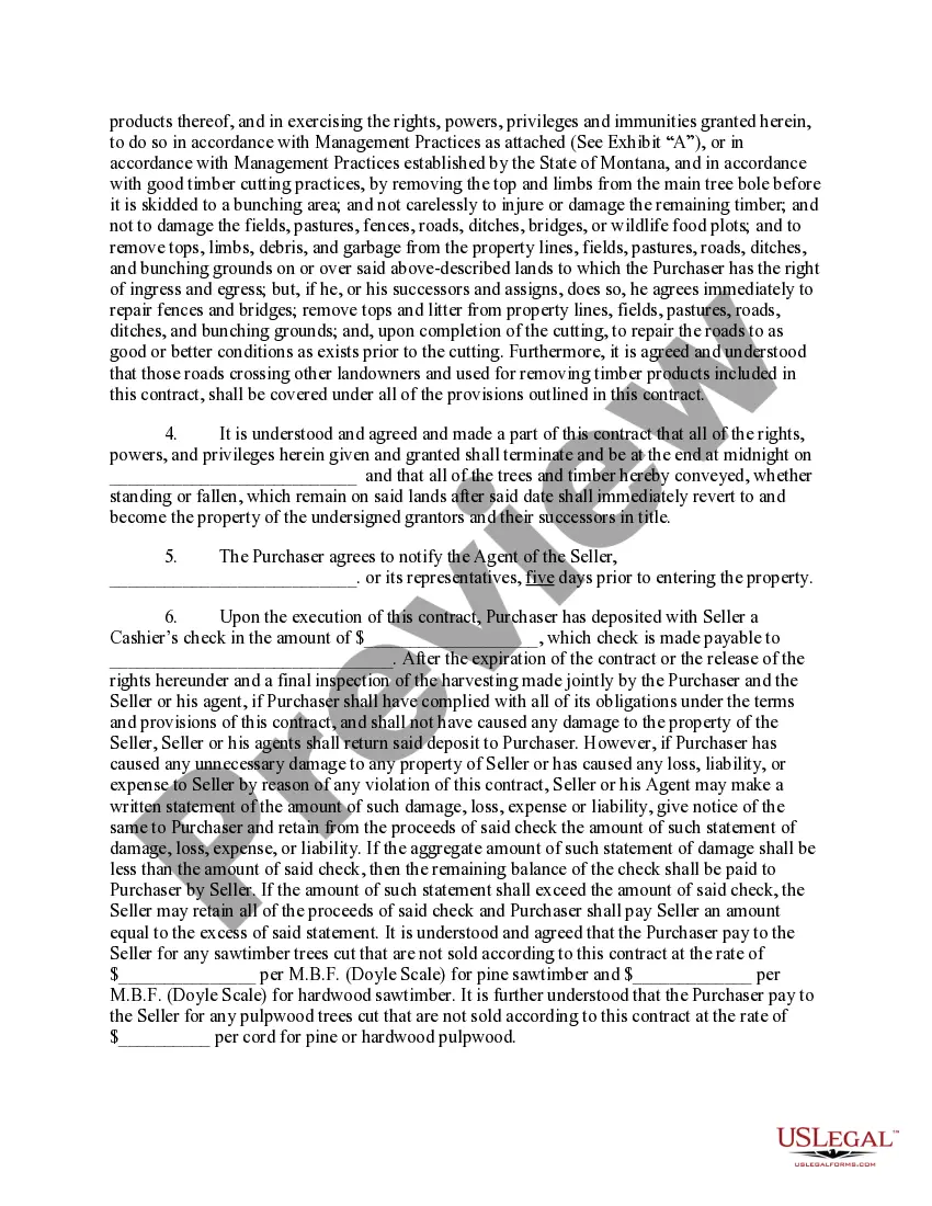 Preview Montana Timber Sale Contract