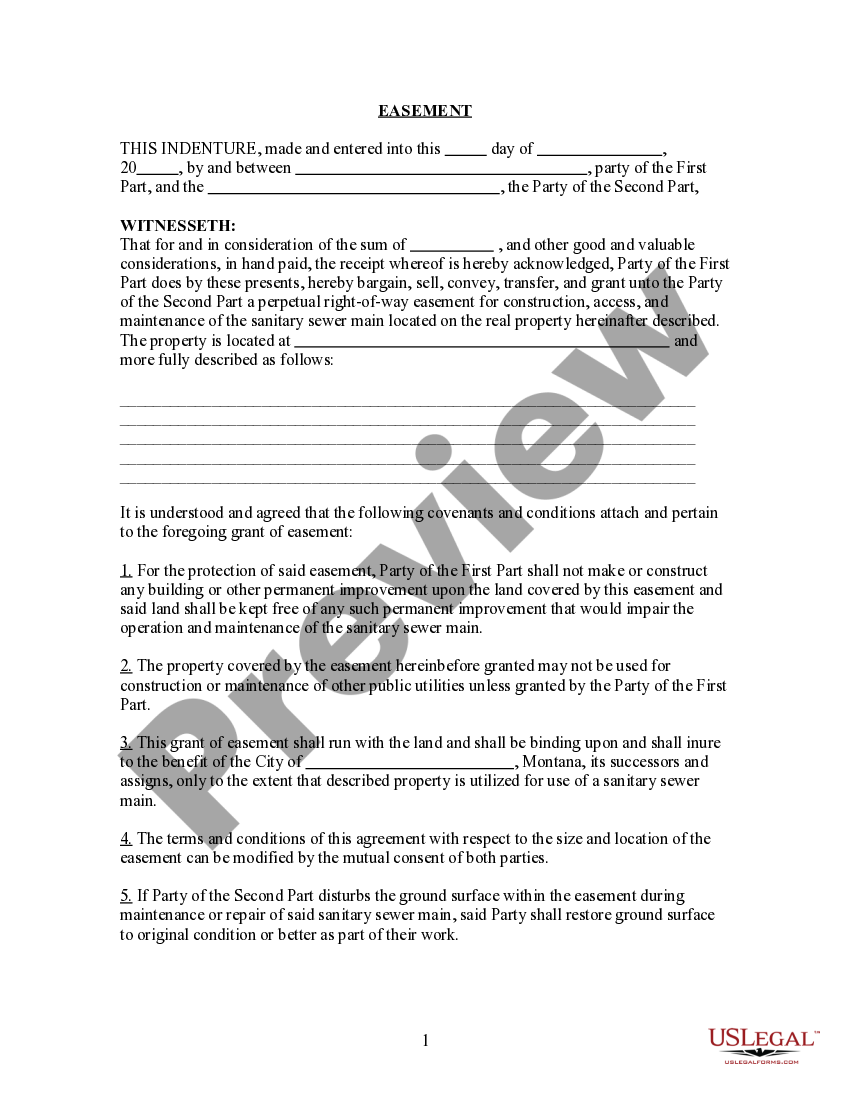 Sewer Easement In Backyard US Legal Forms