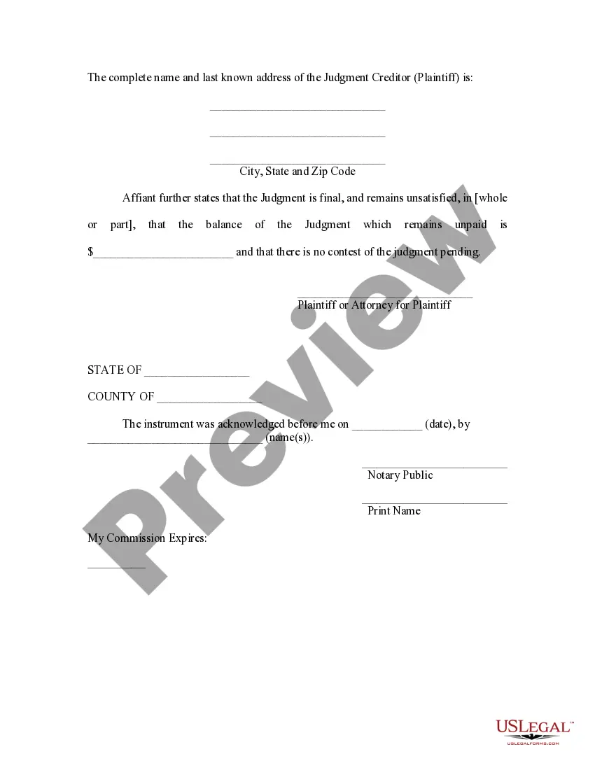Preview Montana Foreign Judgment Enrollment