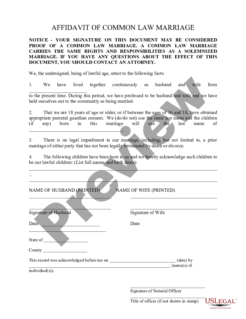 Montana Affidavit of Common Law Marriage - Montana Common Law Marriage ...