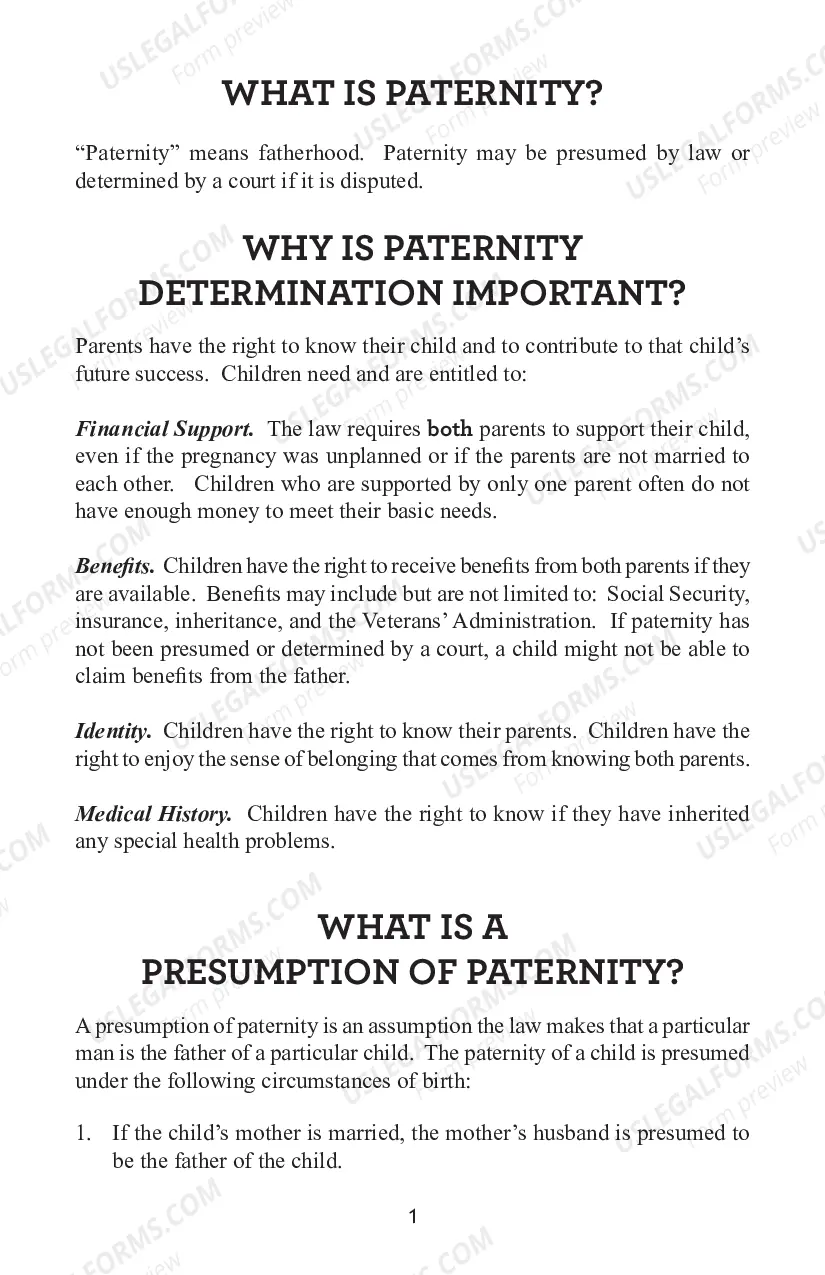 Preview Paternity Information for Parents